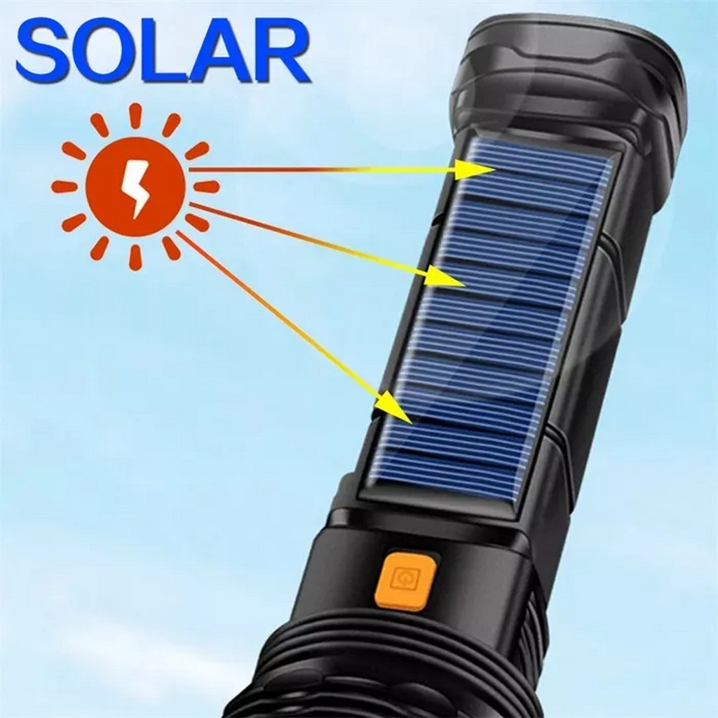 Usb Solar Rechargeable Flashlight Super Bright Tactical