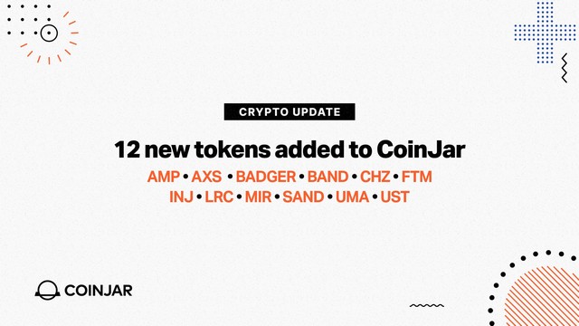 We Are Excited To Welcome 12 New Tokens To The Coinjar Lineup