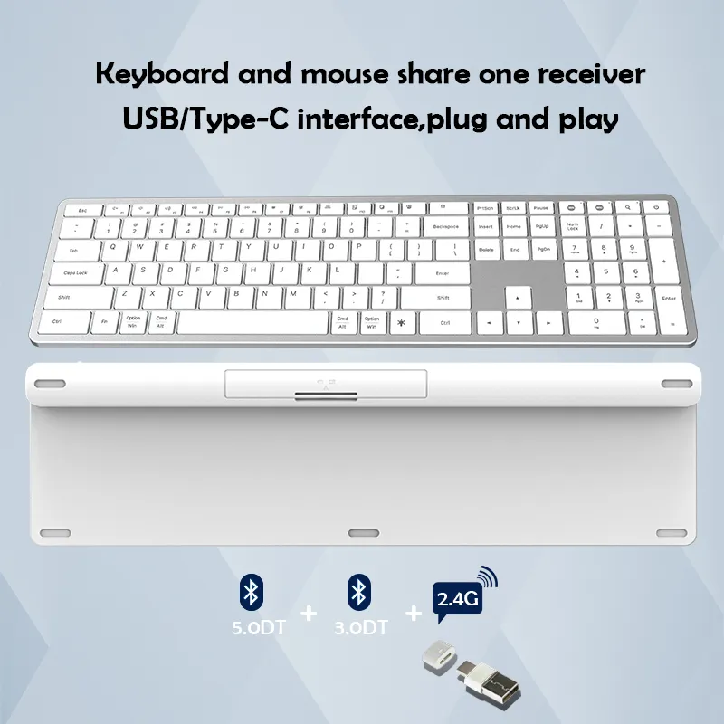 Wireless Keyboard Mouse All Aluminum Body Computer