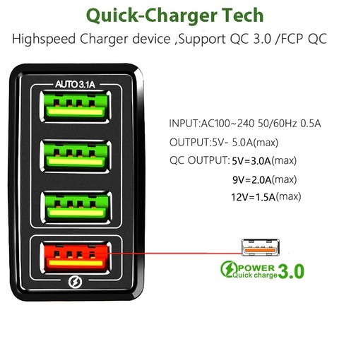 ANDWING 4 Ports AU Plug USB Fast Charger Quick Charge 3.0 48W Wall Mobile Phone Tablet Chargers Fast Charging For iPhone