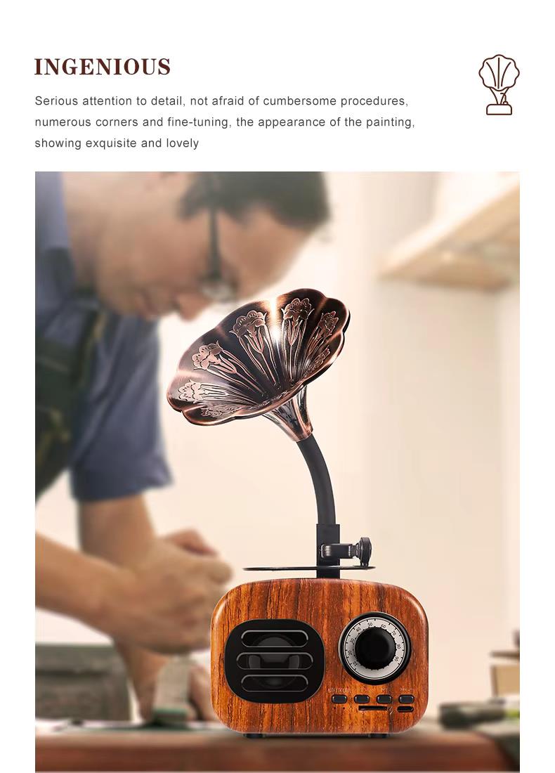Bluetooth Speaker Retro Wood Portable Box