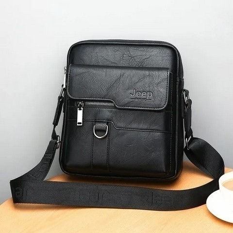 Classic Men's Leather Bag Business Shoulder Bag Leather Messenger Bag Casual Bag. Capacity: Can put in iPad Mini, wallet, mobile phone, portable power supply, folding umbrella, car keys, etc