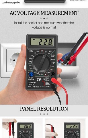 DT830B LCD Multimeter Digital Voltmeter Ammeter Tester Multi Measures Handheld Meter Digital Ohm Multimeter