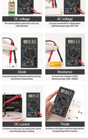 DT830B LCD Multimeter Digital Voltmeter Ammeter Tester Multi Measures Handheld Meter Digital Ohm Multimeter
