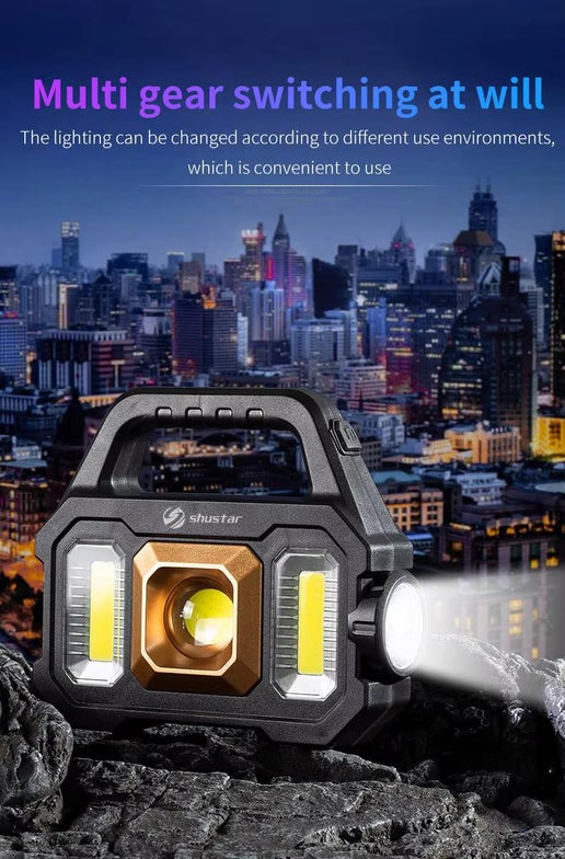 High Power Rechargeable LED Flashlight with COB Side Light