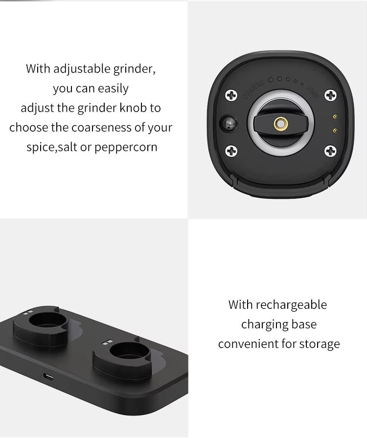Automatic Operation Rechargeable Salt and Pepper Grinder Set