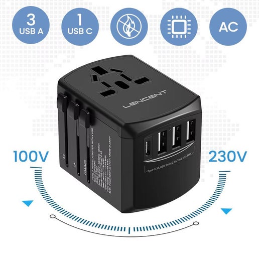 LENCENT Universal Travel Adapter All in one Travel Charger