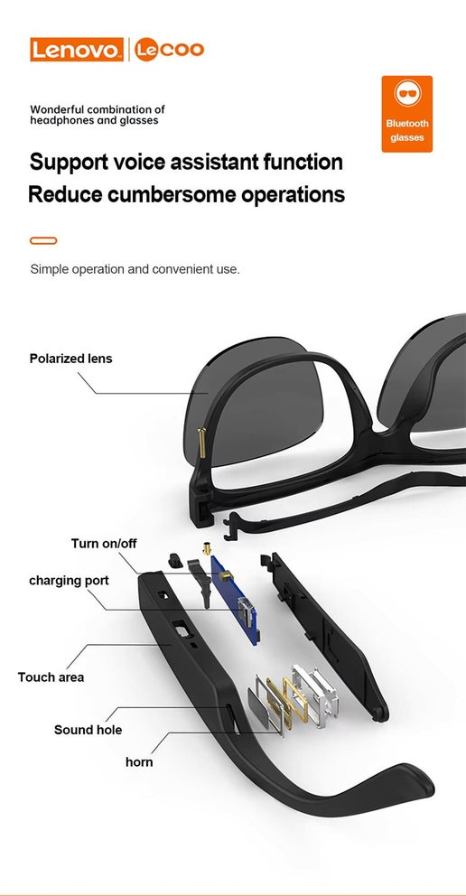 Lenovo C8 Smart Wireless Bluetooth Sunglasses
