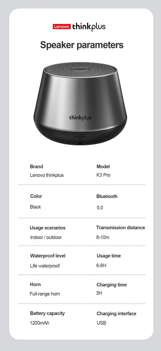Lenovo K3 Pro Bluetooth Outdoor Portable Wireless Speaker