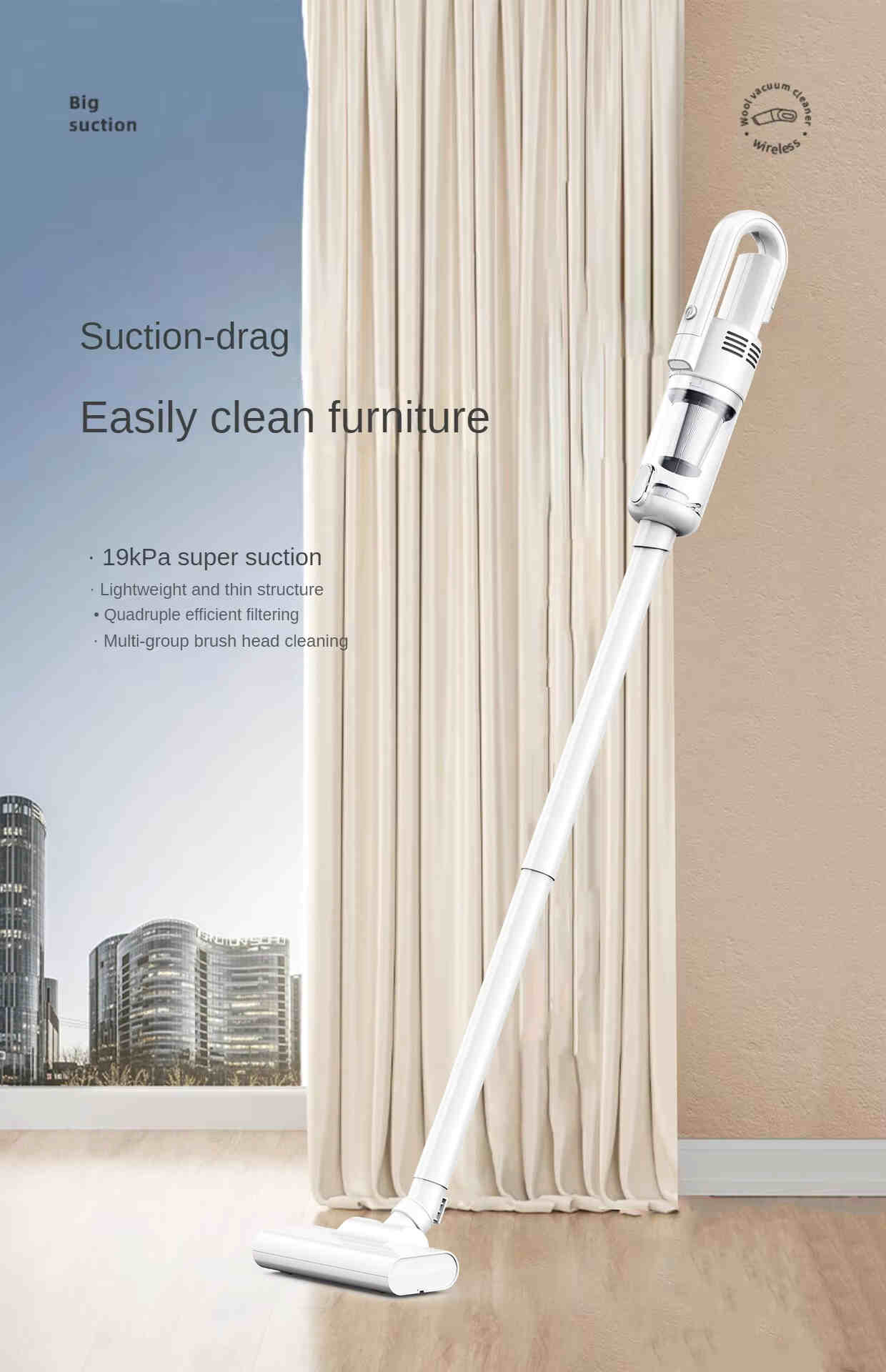 Multifunction Home Appliance 19000Pa Cleaning Machine Powerful Wireless Car Vacuum Cleaner Metal Strainer Portable Handheld
