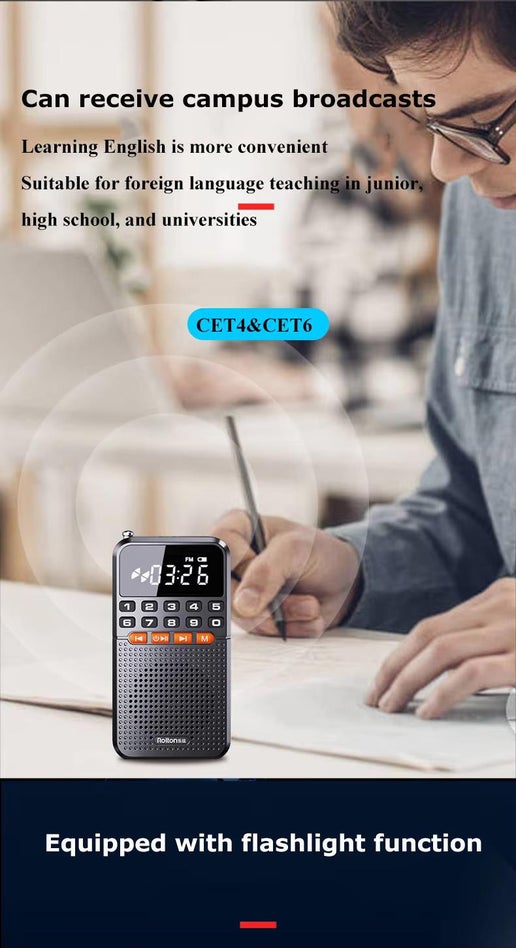 Portable FM Mini Radio with Dual Antenna and Bluetooth 5.0