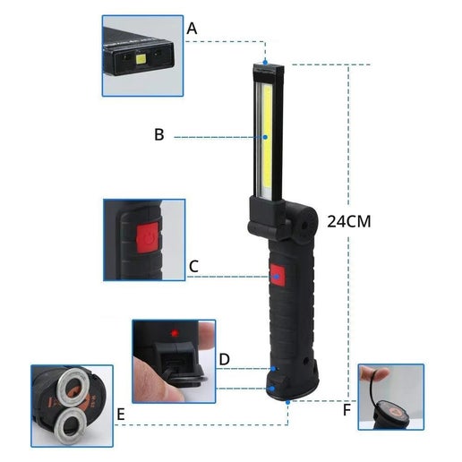 Rechargeable Camping LED Flashlight IP64 Waterproof Work Light