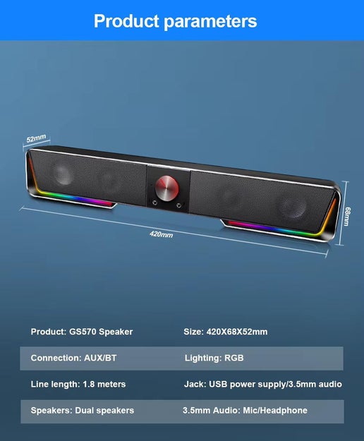 REDRAGON GS570 Darknets Bluetooth Wireless RGB Sound Bar