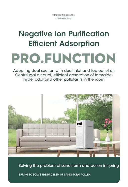Smart Air Purifier with Negative Ions Generator and H12 HEPA Filter