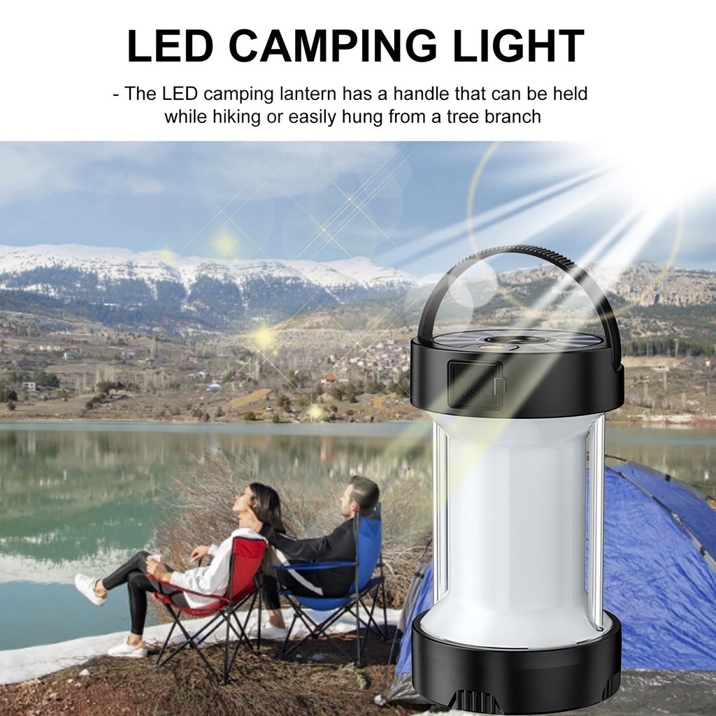 Solar & USB Charging, Outdoor Emergency Lights, Multifunctional Tent Light with 4 Light Modes