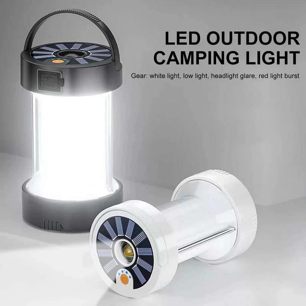 Solar & USB Charging, Outdoor Emergency Lights, Multifunctional Tent Light with 4 Light Modes