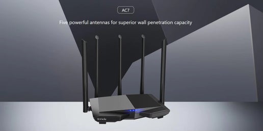 Tenda AC7 Dual Band Wireless AC1200 Router Wifi Range Repeater with 56dBi High Gain Antennas Wider Coverage Wi-Fi Extender