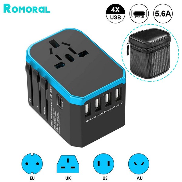 Universal Converter Travel Charger Power Adapter With USB Ports