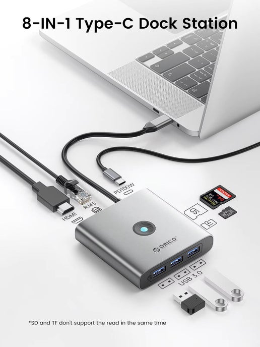 USB 3.0 Adapter HUB Type C to 4K60Hz HDMI-Compatible Docking Station RJ45 PD Splitter
