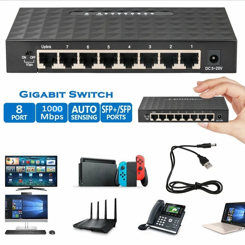 Usb Mini Lan Poe Ethernet Network Desktop Switch 8 Port 10