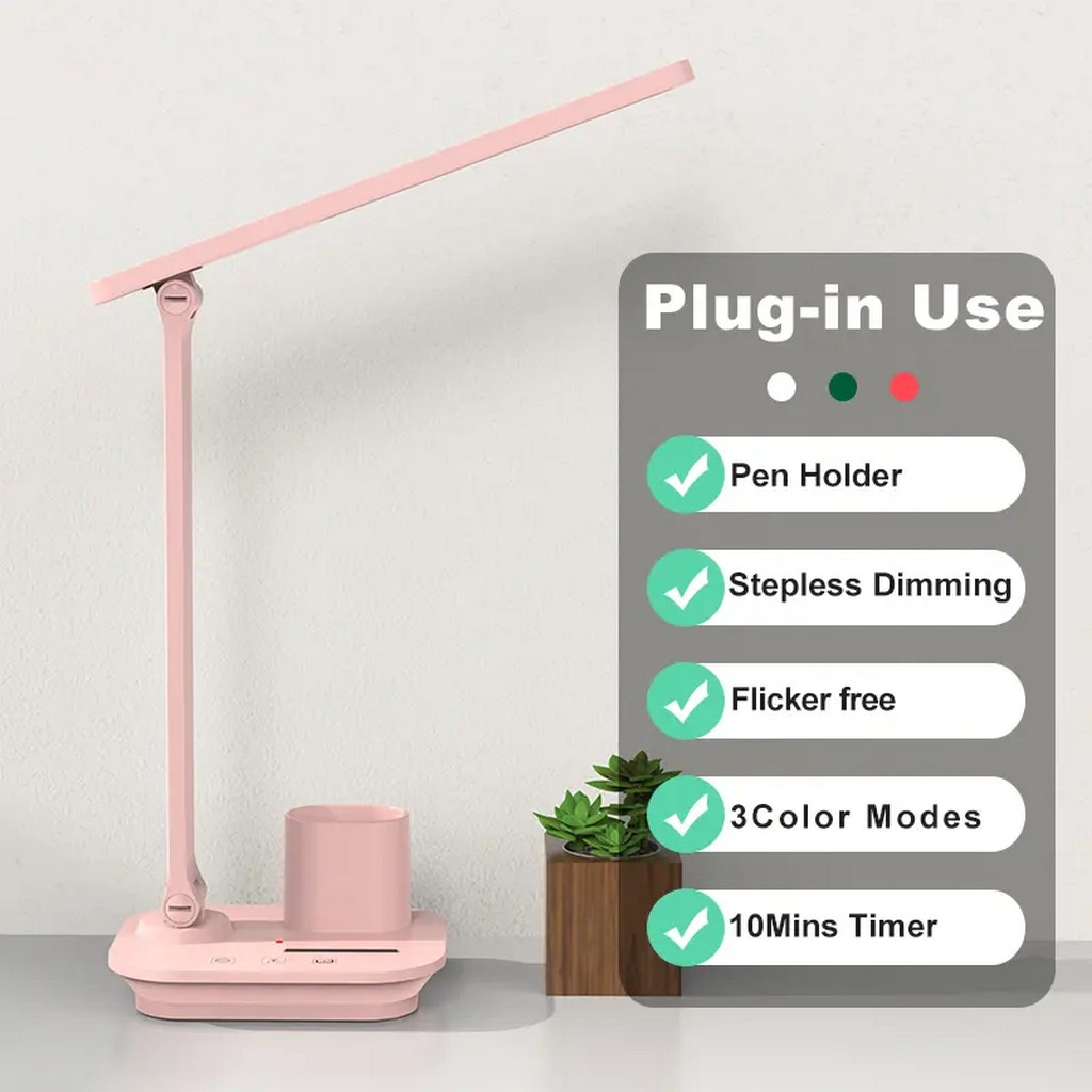 USB Rechargeable Touch Dimming Table Lamp With Pen Holder