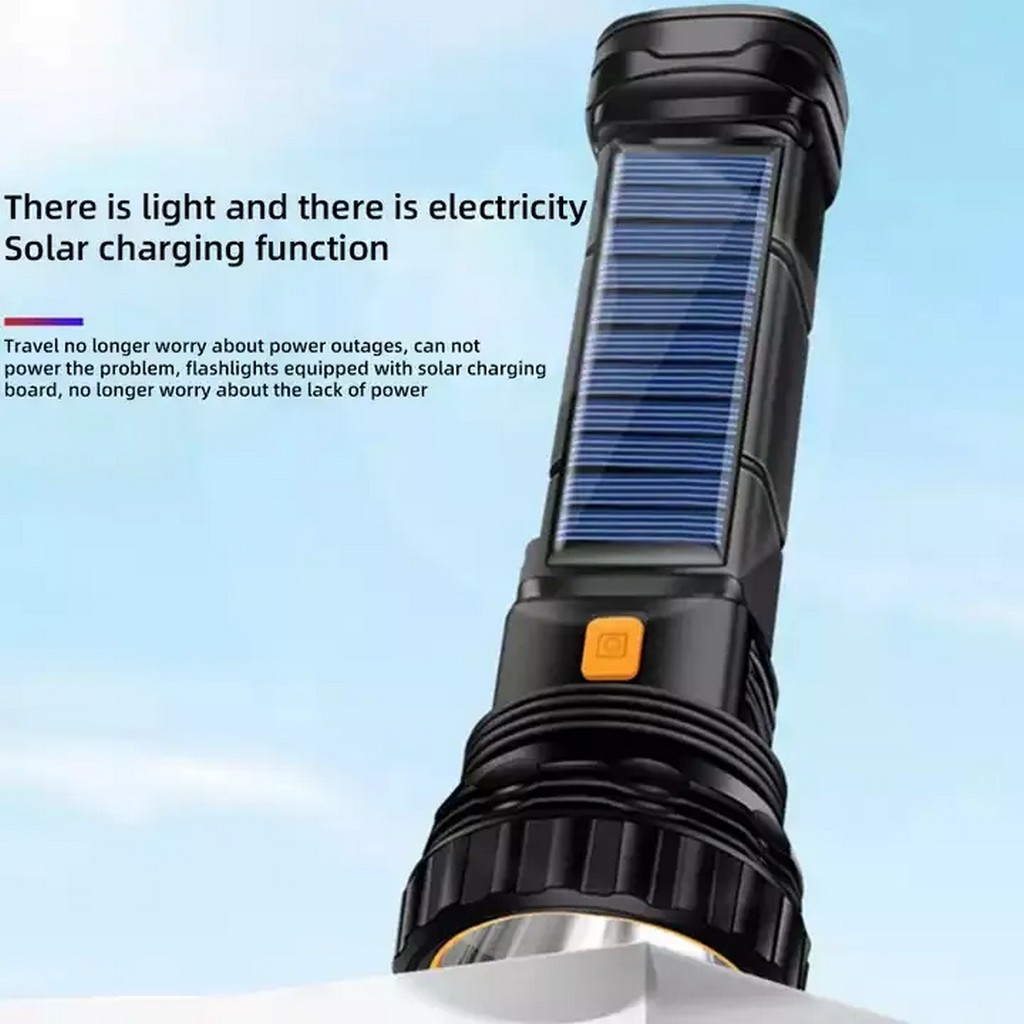 USB Solar Rechargeable Flashlight Super Bright Tactical