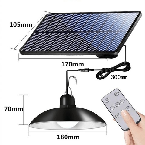 Solar Pendant Light Outdoor Waterproof LED Lamp Double head Chandelier Decorations with Remote Control for Indoor Shed Barn Room