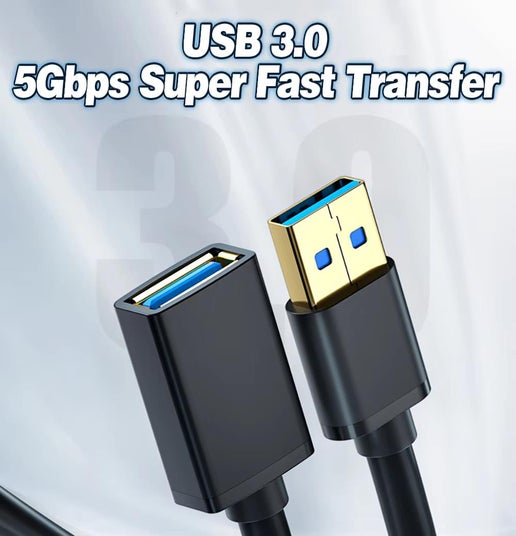 Kebiss Usb Extension Cable 1m 5gbps High Speed Data Transfer Compatible With Smart Tv Ps4 Xbox Ssd