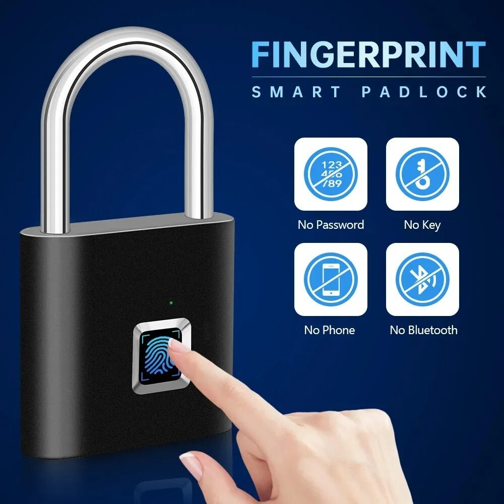 O11 Smart Bio Metric Padlock Ip67 Waterproof Instant Unlock No Keys No Codes No Hassle