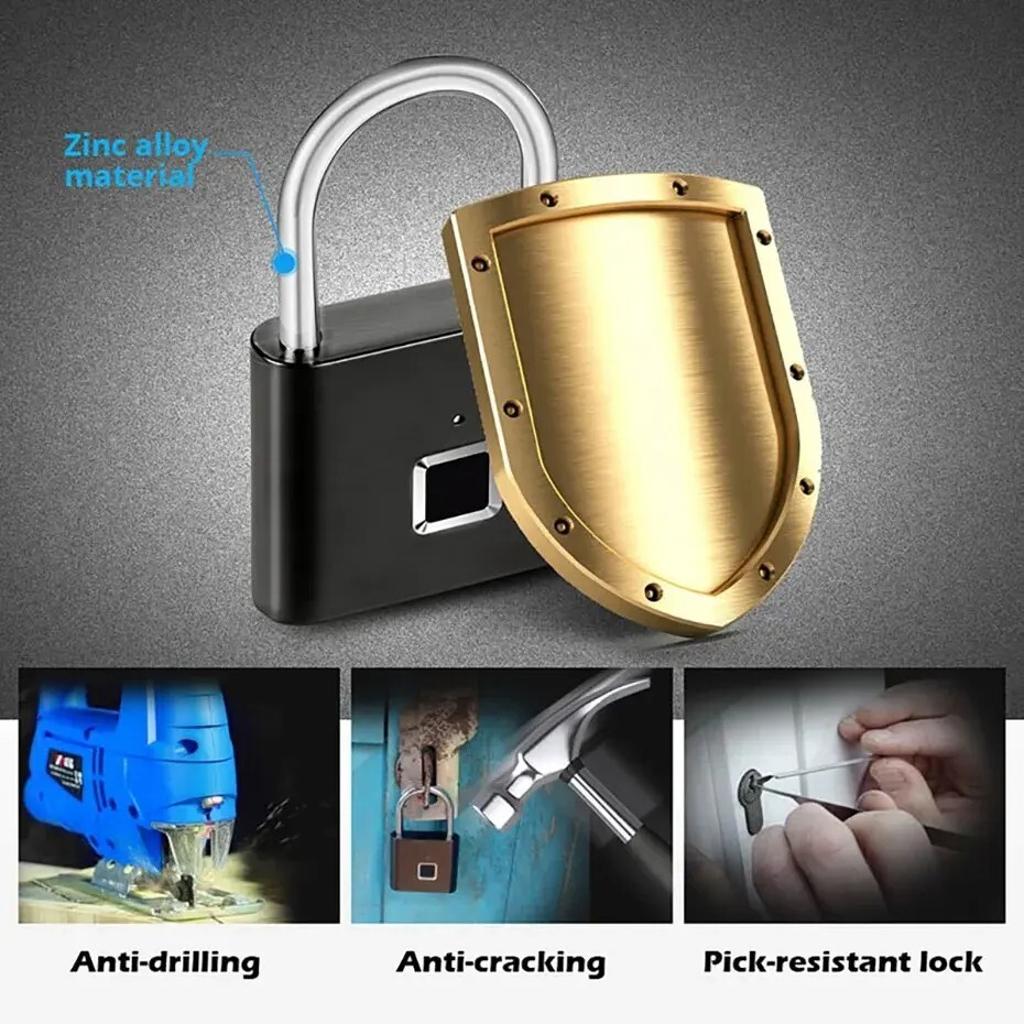 O11 Smart Bio Metric Padlock Ip67 Waterproof Instant Unlock No Keys No Codes No Hassle