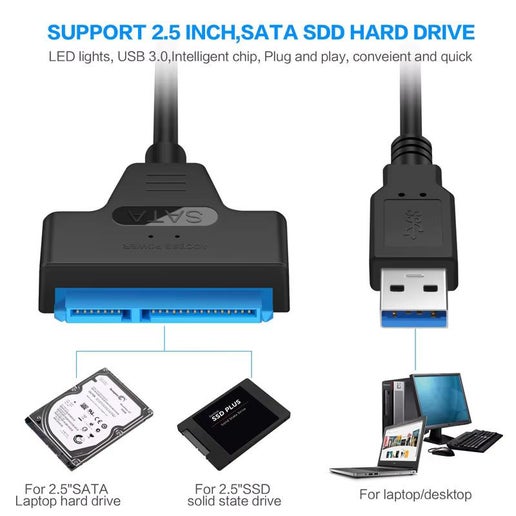 Sata To Usb Cable Up To 6gbps High Speed Data Transfer External Hdd Ssd Adapter Plug Play No Power Supply Needed