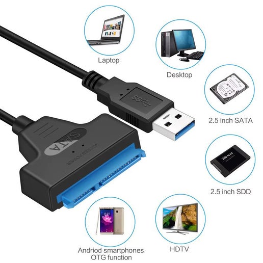 Sata To Usb Cable Up To 6gbps High Speed Data Transfer External Hdd Ssd Adapter Plug Play No Power Supply Needed