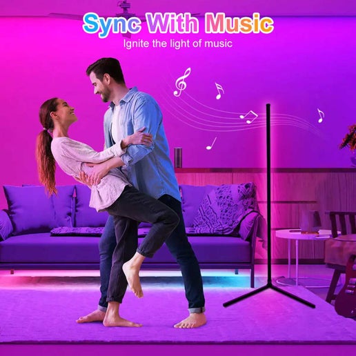 Suidhome Floor Lamp With 3 Tier Wood Storage Shelf Led Corner Standing Lamp Rgb 16 Million Colors Dimmable Remote