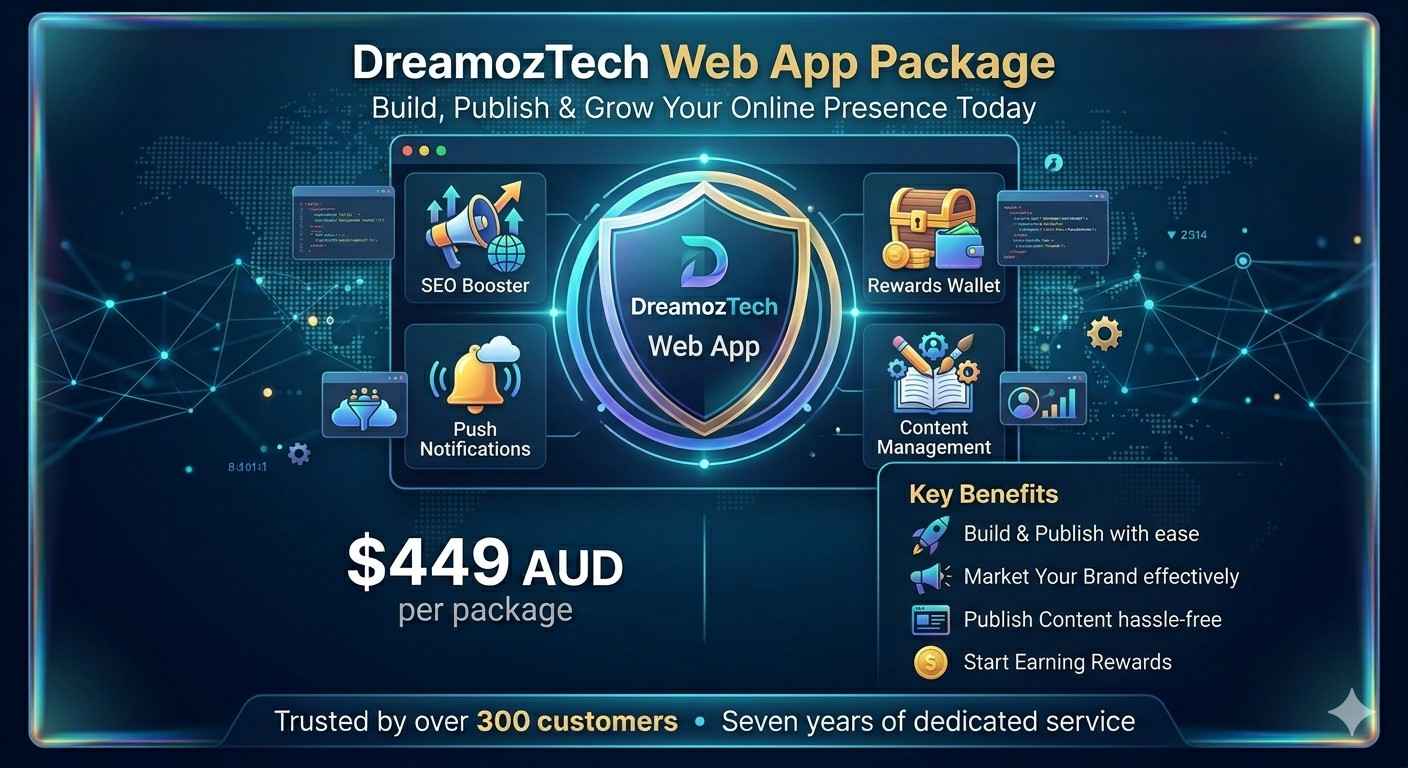 Web App Package Seo Booster Push Notifications Rewards Wallet Content Management Post Blog Products Lead Generation