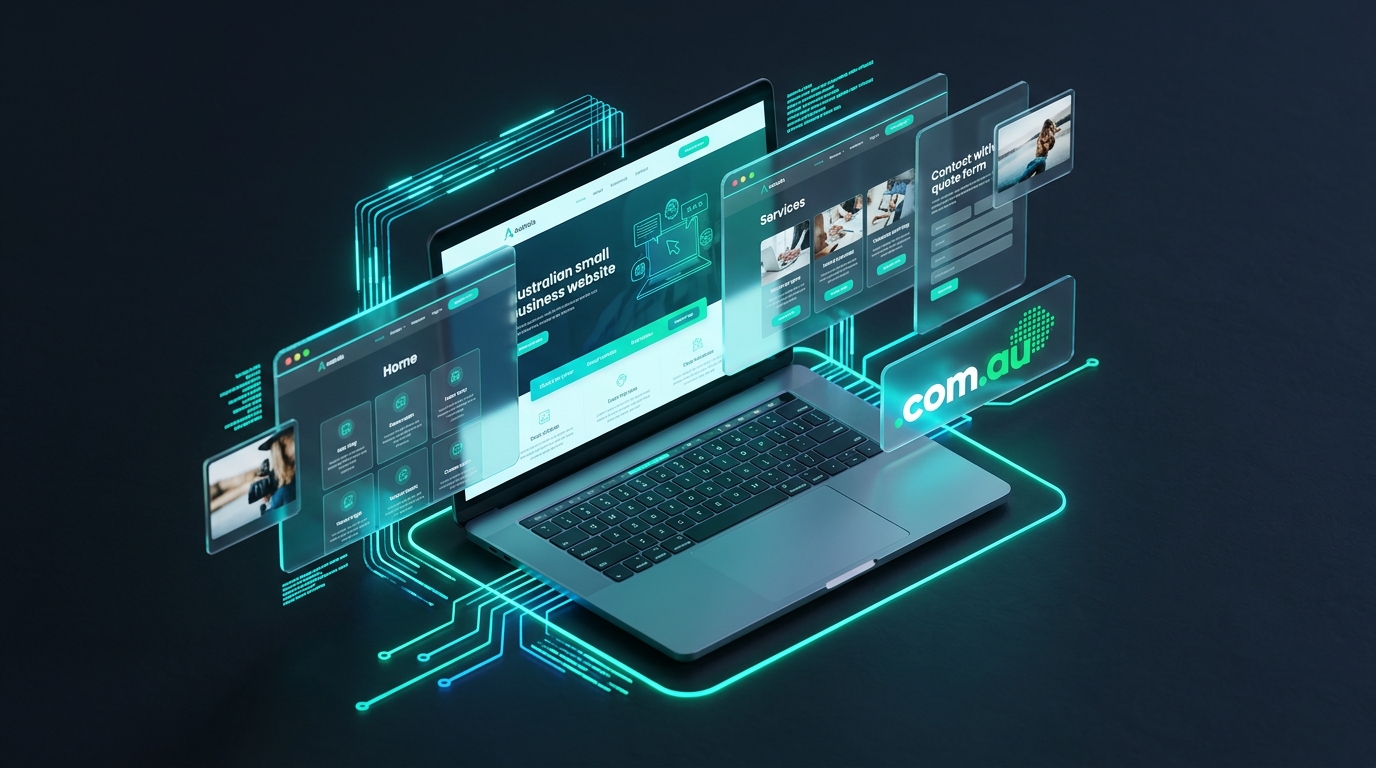 Conversational AI site builder layout generation with .com.au domain